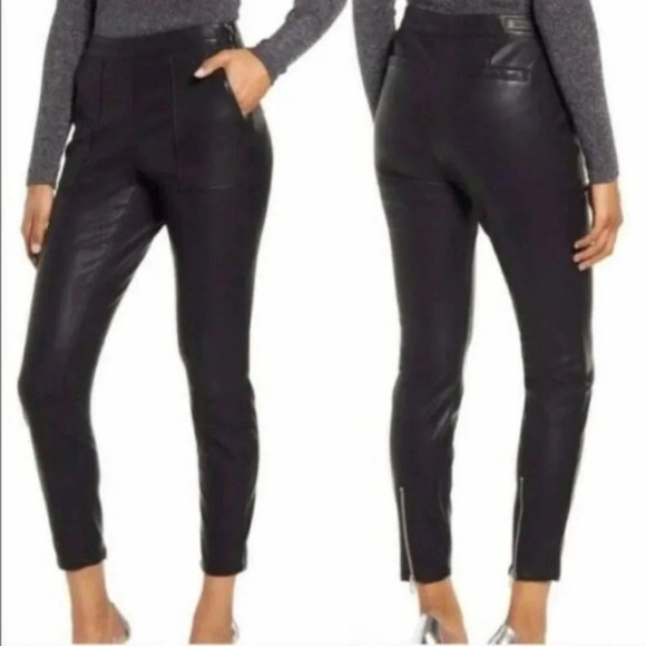 Blank NYC The Bond Vegan Leather Side Zip Leggings with Ankle Zips - NEW - Sz 25 - Picture 1 of 8